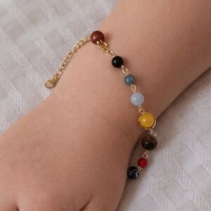 Solar System Gemstone Bracelet – Kids Size – Galaxy Planet Inspired